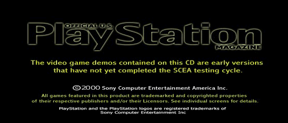 Official U.S. PlayStation Magazine Demo Disc 38 Title Screen